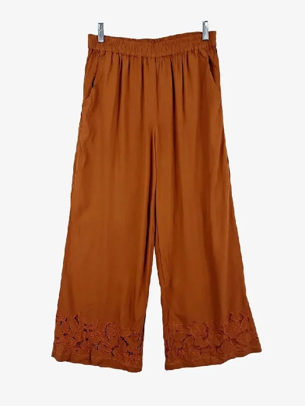 Mid-Waisted Men's JeansDreams & Drifters Burnt Orange Embroidered Pants Size M