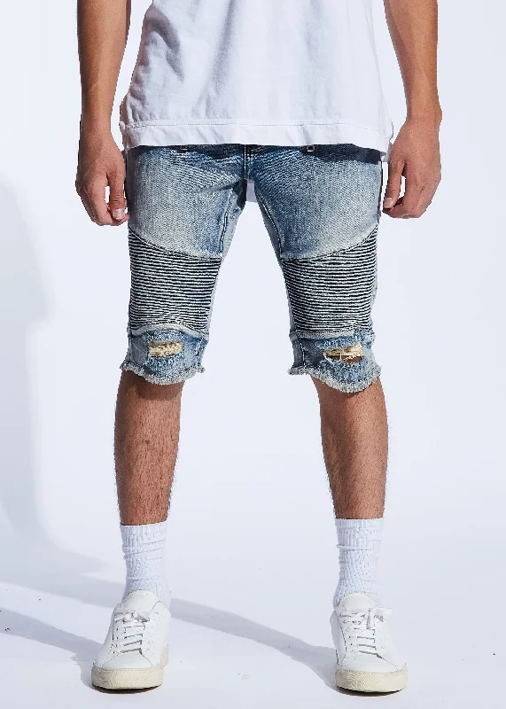 Light Blue Denim Men's JeansSkywalker Biker Denim Shorts