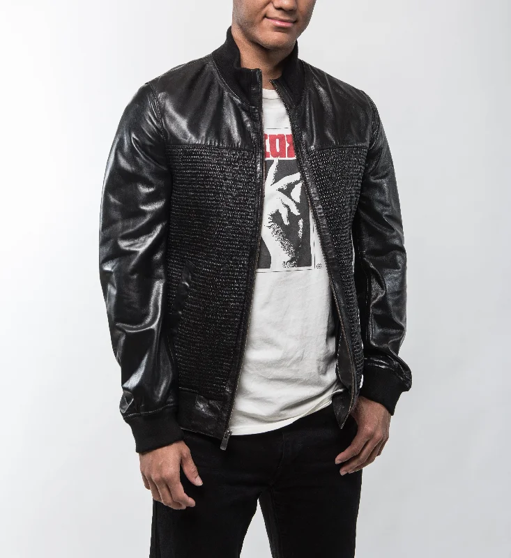 Modern Men's Field JacketsComo Black Leather Jacket