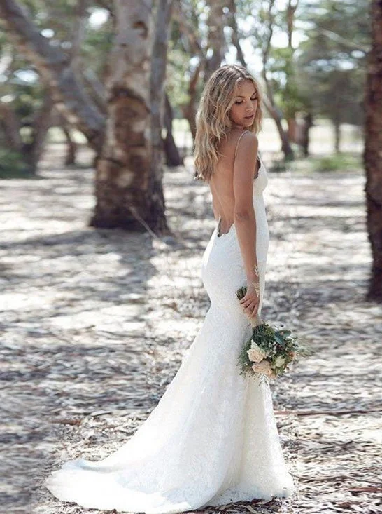 women's fashionable dressesBackless Lace Wedding Dresses V Neck Spaghetti Mermaid Wedding Dress OW671 women's fashionable dressesBackless Lace Wedding Dresses V Neck Spaghetti Mermaid Wedding Dress OW671