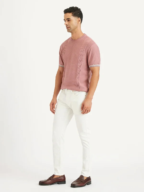 Mid-Waisted Men's JeansMen's Skinny Taper Fit White Jeans