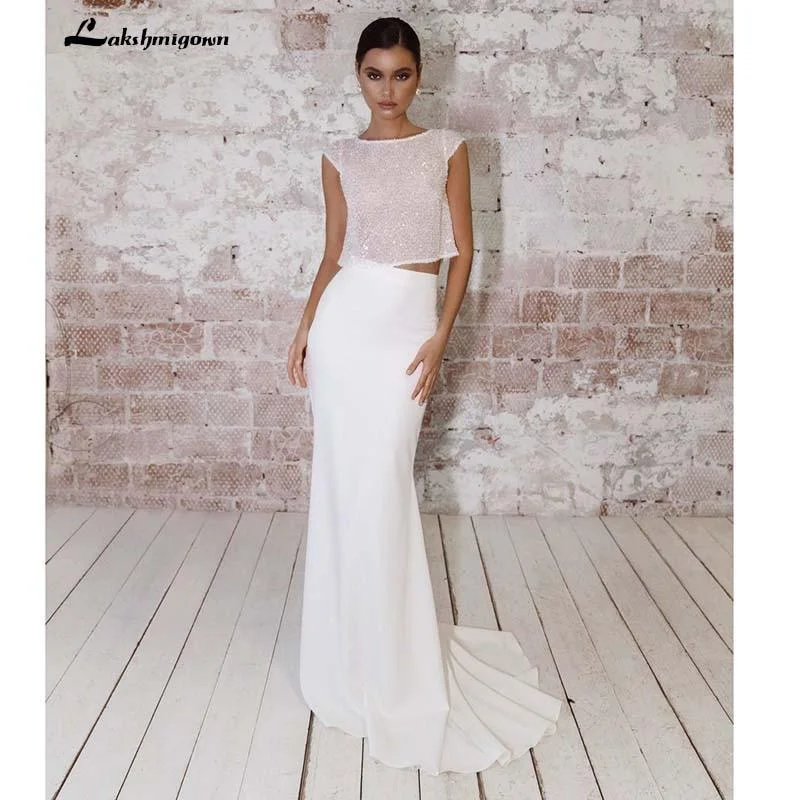 women's bell-sleeved dressesRoycebridal Elegant Mermaid Wedding Dresses top Bling Bling Sequins Satin women's bell-sleeved dressesRoycebridal Elegant Mermaid Wedding Dresses top Bling Bling Sequins Satin