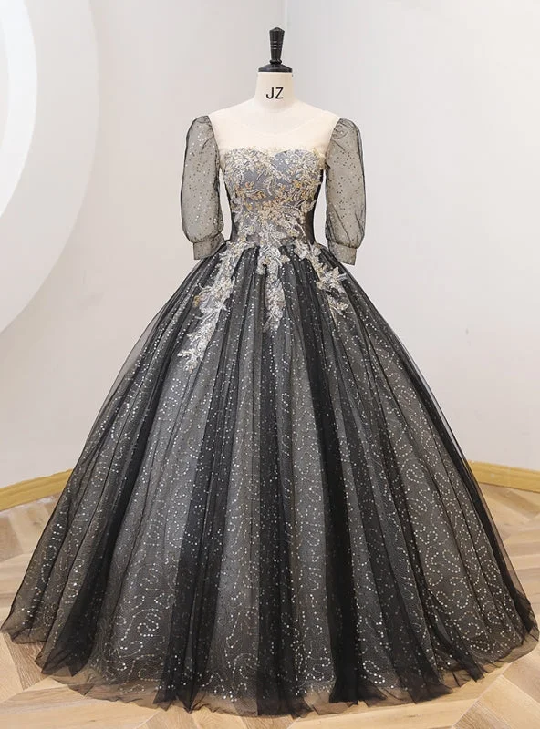 women's one-shoulder dressesBlack Tulle Sequins Short Sleeve Beading Quinceanera Dress women's one-shoulder dressesBlack Tulle Sequins Short Sleeve Beading Quinceanera Dress