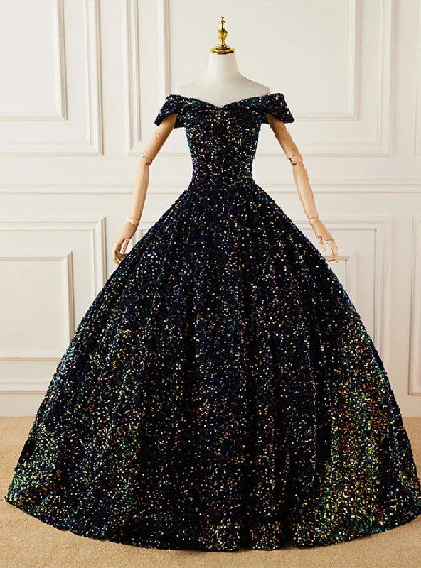 Velveteen DressBall Gown Sequins Off the Shoulder Quinceanera Dress