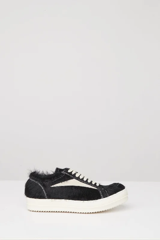Men's Dress Pants for Special EventsRick Owens Vintage Sneaks in Black Calf Hair