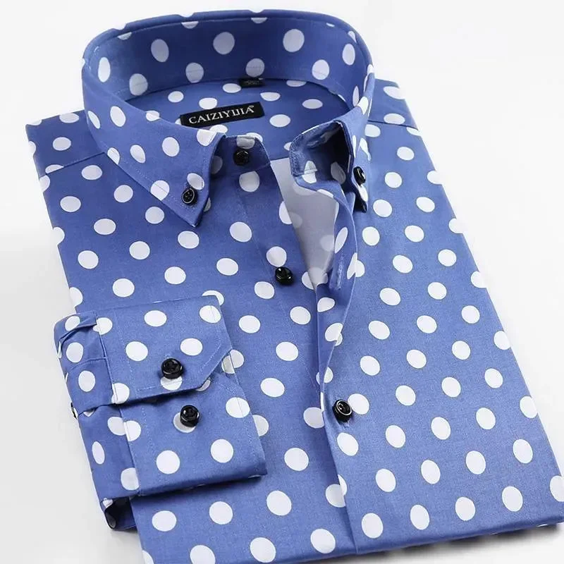 Men's Checkered Shirts for a Retro FeelPolka Dot Dress Shirt For Men