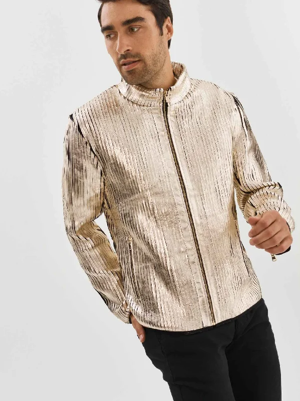 Classic Men's Trench CoatsWin Leather Jacket- Gold
