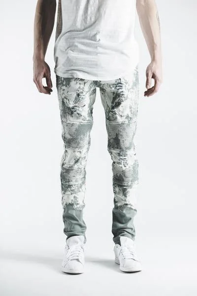 Leather Patch Men's JeansBRON BIKER DENIM (TEAL ACID)