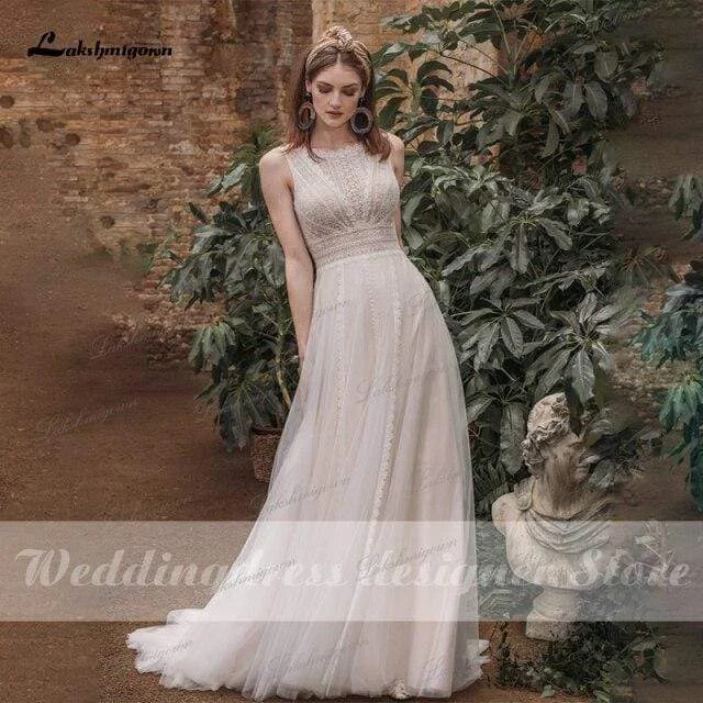 Fit-And-Flare DressRoycebridal Lakshmigown Bohemian Beach Wedding Dress Backless