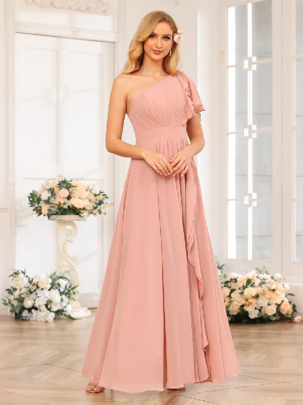 Scoop-Neck DressA-Line/Princess One-Shoulder Long Wedding Party Dresses with Split Side Scoop-Neck DressA-Line/Princess One-Shoulder Long Wedding Party Dresses with Split Side