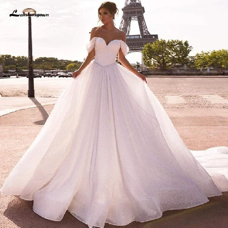 women's maternity dressesGlitter Tulle Wedding Gowns Sweetheart Off Shoulder Sexy