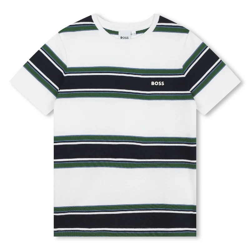 Solid-Colored Men's SweatersWhite & Green Logo T-Shirt