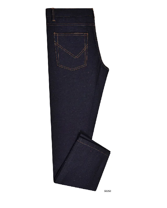 Designer Men's JeansDenim: Navy Multicolor Speckled Jeans