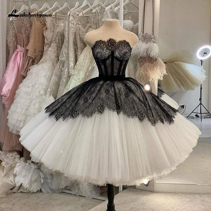 Empire DressRoycebridal Lakshimigown Boho Lace Wedding Dresses Short Strapless Black Empire DressRoycebridal Lakshimigown Boho Lace Wedding Dresses Short Strapless Black