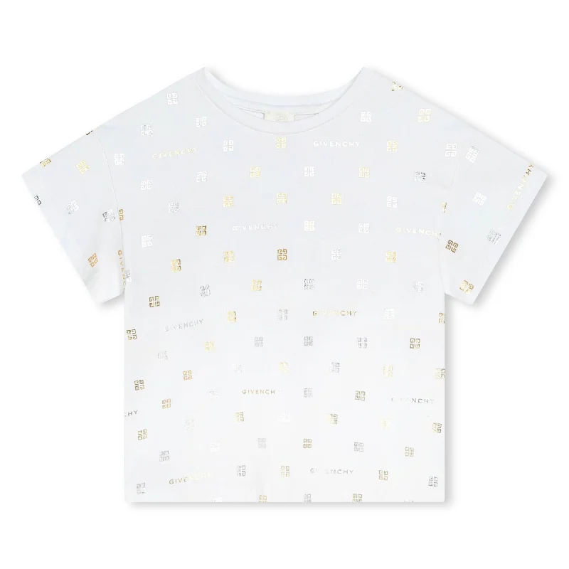 Men's Sweaters with Herringbone PatternsWhite All Over Logo Print T-Shirt
