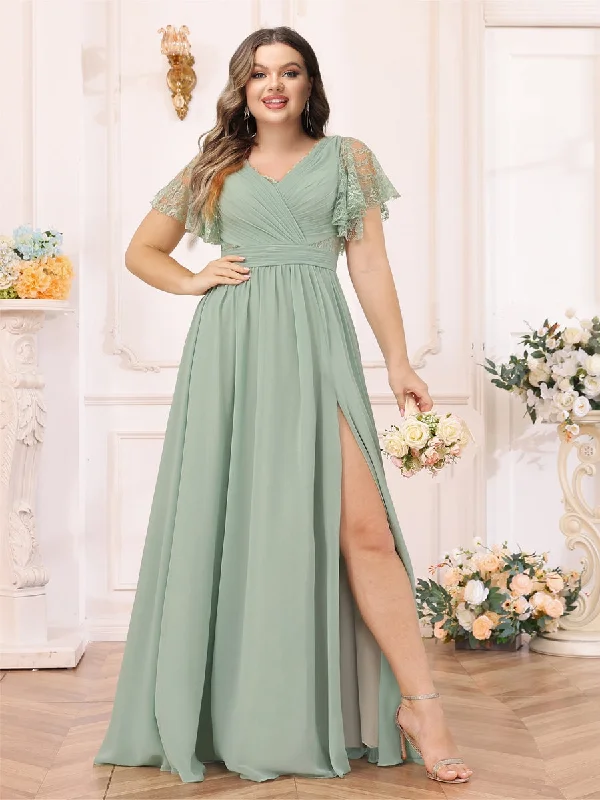 Nursing DressA-Line/Princess V-Neck Long Plus Size Wedding Party Dresses with Split Side & Pockets Nursing DressA-Line/Princess V-Neck Long Plus Size Wedding Party Dresses with Split Side & Pockets