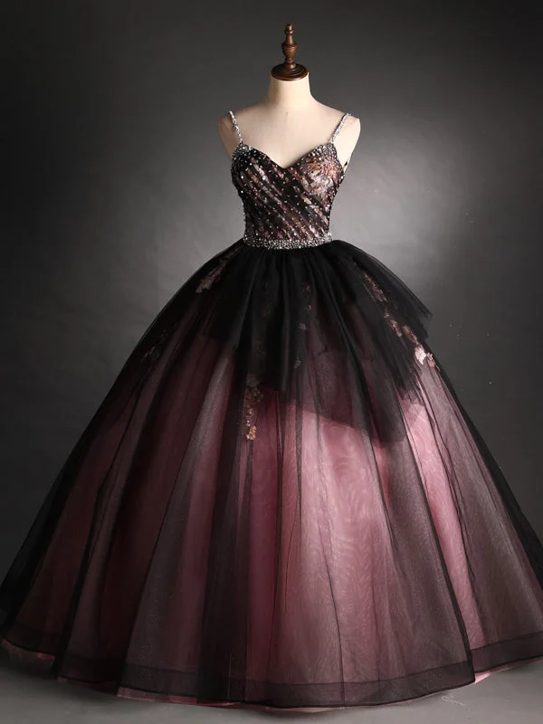 women's stretch dressesBlack Tulle Spaghetti Straps Embroidery Beading Quinceanera Dress women's stretch dressesBlack Tulle Spaghetti Straps Embroidery Beading Quinceanera Dress