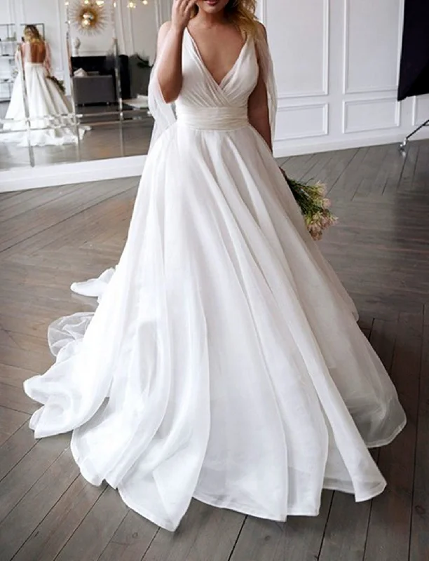 women's hourglass figure dressesWomen A-Line Organza Wedding Dresses V-Neck Sleeveless Bridal Gowns YWD229 women's hourglass figure dressesWomen A-Line Organza Wedding Dresses V-Neck Sleeveless Bridal Gowns YWD229