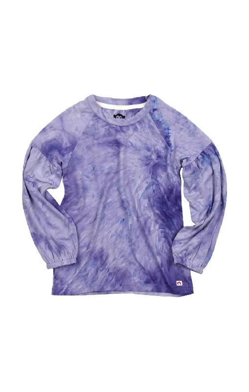 Men's Sweaters with Short SleevesGirls Julie Long Sleeve Tee In Purple Tie Dye