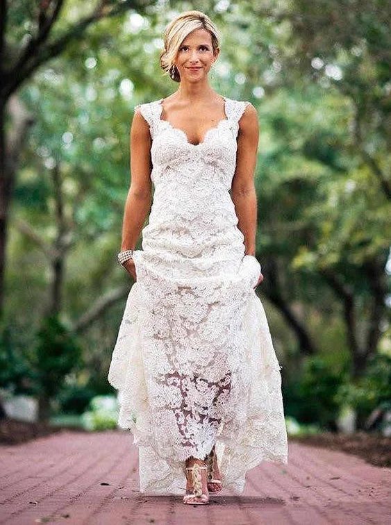 Formal DressOpen Back Lace Wedding Dresses Beach Wedding Dress Cheap OW662