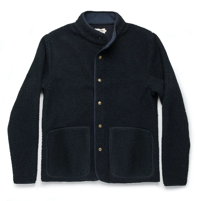 Comfortable Men's ParkasThe Port Jacket in Navy Sherpa