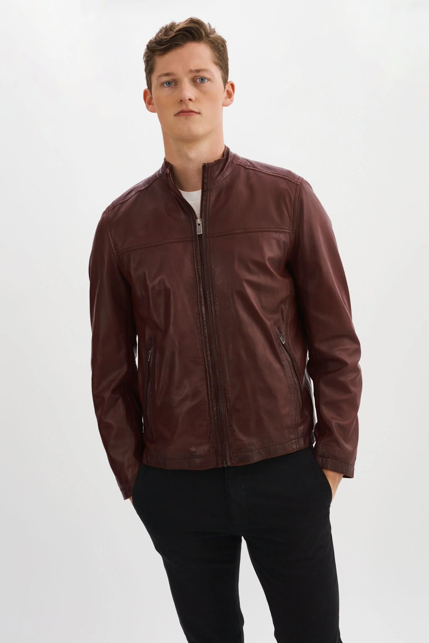 Men's Coats for Every OccasionLucio Lambskin Leather Jacket- Burgundy
