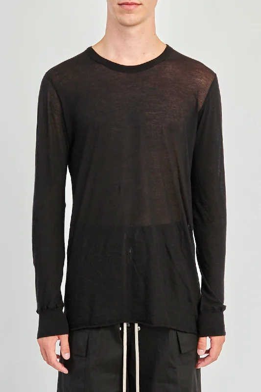 Men's Pants with Contrast StitchingRick Owens Basic LS T in Black