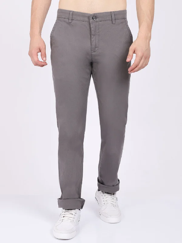 Men's Pants with Zippered PocketsMen's Casual Flat front Grey  Trousers