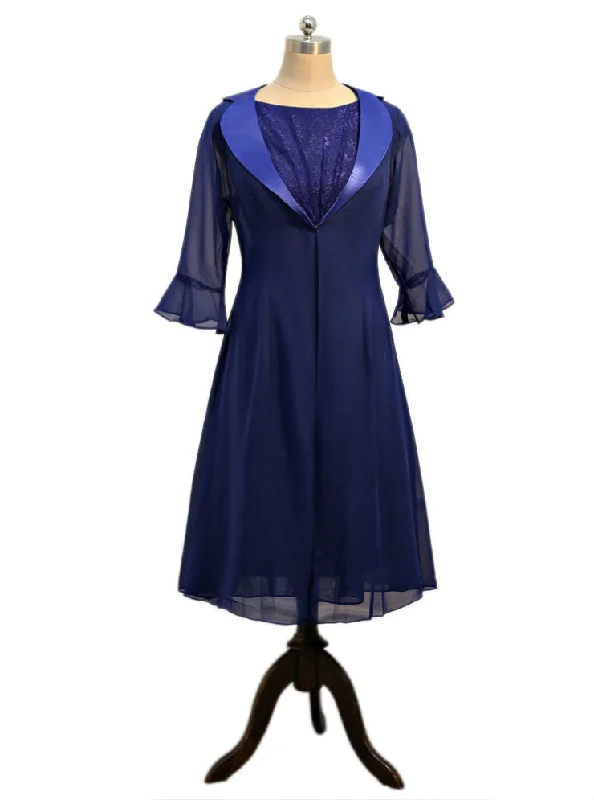 women's stylish dressesA-line Chiffon Lace Dark Blue Mother Of The Bride Dresses