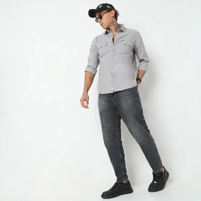 Men's Fishing Shirts for Water SportsRegular Fit Solid Shirt