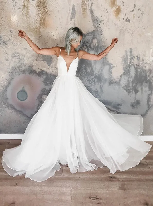 women's one-shoulder dressesSimple Spaghetti Straps Floor-Length Chiffon Beach Wedding Dress OW492 women's one-shoulder dressesSimple Spaghetti Straps Floor-Length Chiffon Beach Wedding Dress OW492