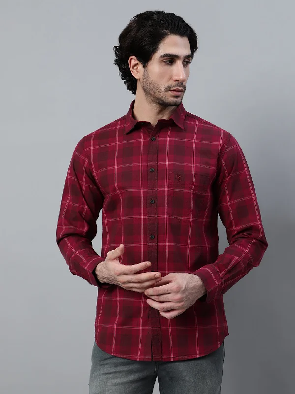 Men's Wingtip-Collar Shirts for a Classic TouchMen's Maroon Checkered Full Sleeve Casual Shirt Men's Wingtip-Collar Shirts for a Classic TouchMen's Maroon Checkered Full Sleeve Casual Shirt