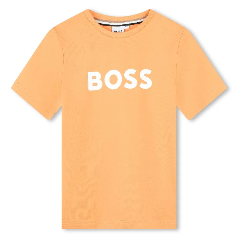 Men's Sweaters with Ribbed HemsOrange Logo T-Shirt