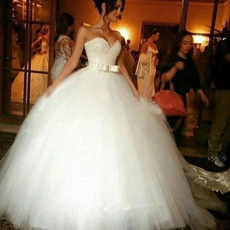 women's minimalist dressesLP02145 Bling Bling Casamento Personalizado Wedding Dresses  Sweetheart Tulle Princess Ball Gown Bridal Gown