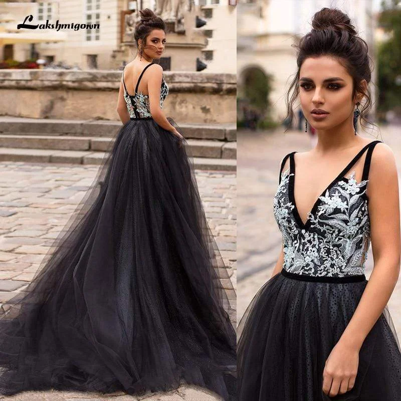 Trumpet DressRoycebridal Lakshmigown A Line Black Wedding Dress V NeckSleeveless Sexy Trumpet DressRoycebridal Lakshmigown A Line Black Wedding Dress V NeckSleeveless Sexy