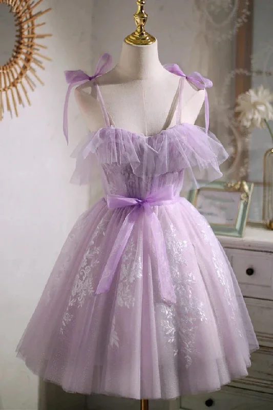 women's body-skimming dressesSweet Purple A-line Short Party Dress Homecoming Dress with Ribbon women's body-skimming dressesSweet Purple A-line Short Party Dress Homecoming Dress with Ribbon