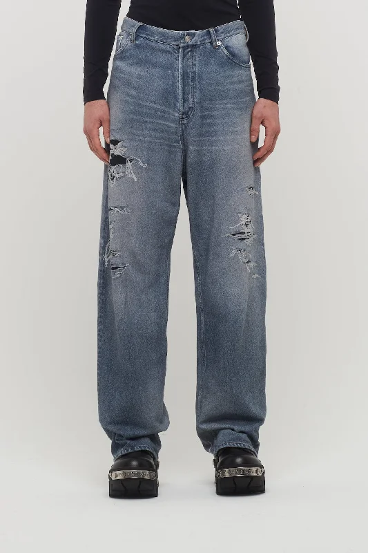 Men's Pants with Back PocketsBalenciaga Medium Denim Molleton Pants