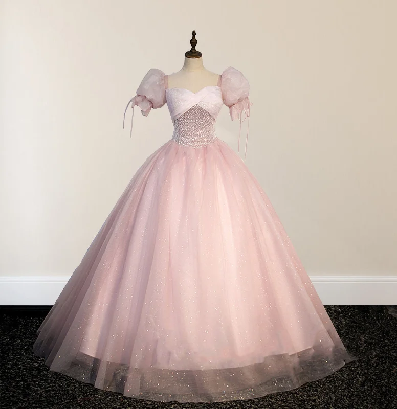 Party DressBall-Gown Tulle Pink Sweetheart Floor-Length Graduation Birthday Party Dress with Sequined Party DressBall-Gown Tulle Pink Sweetheart Floor-Length Graduation Birthday Party Dress with Sequined