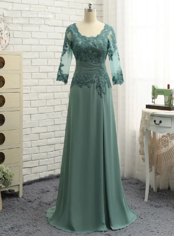 Wedding DressA-line V-neck Plus Size Green Mother Of The Bride Dresses