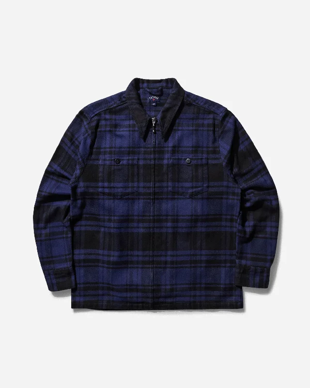 Men's Checkered Shirts for a Retro FeelMen's Heavyweight Zip-Up Flannel Shirt Black / Blue