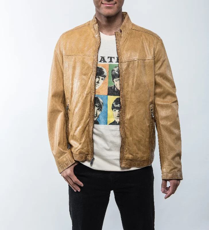 Men's Coats with Convertible CollarsLucio Yellow Leather Jacket