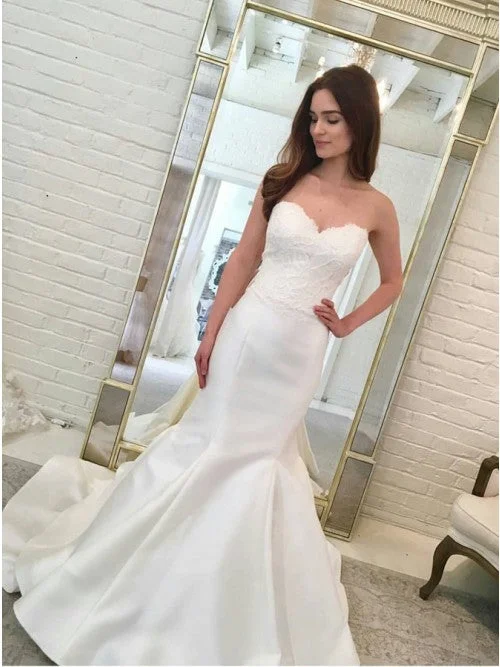 Velvet DressSimple Sweetheart Mermaid Wedding Dresses with Appliques OW624