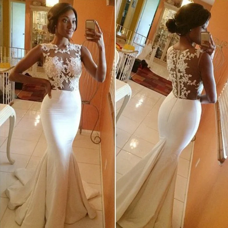 women's statement dressesBoat Neck Sexy Mermaid Wedding Dresses Lace Appliqued Bridal Gowns women's statement dressesBoat Neck Sexy Mermaid Wedding Dresses Lace Appliqued Bridal Gowns