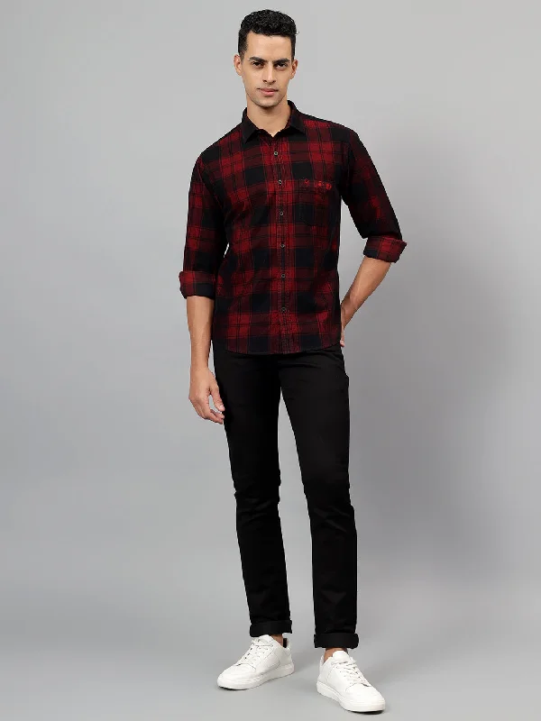 Men's Luxury Shirts for High-End FashionMen's Maroon Checked Casual Full Sleeves Shirt Men's Luxury Shirts for High-End FashionMen's Maroon Checked Casual Full Sleeves Shirt