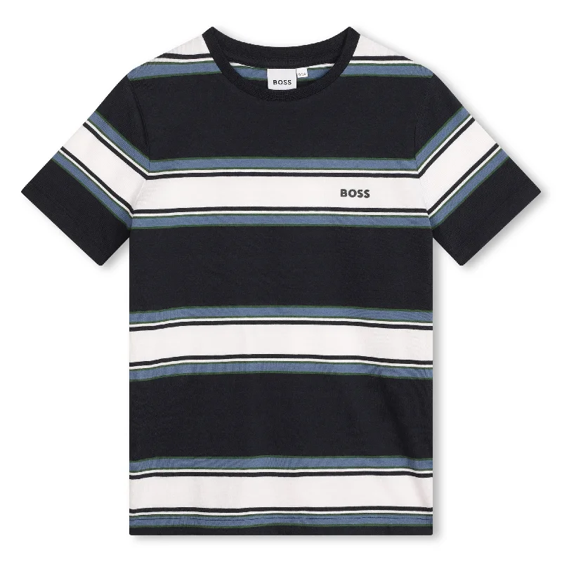 Men's Sweaters with Argyle PatternsBlue Cotton Striped T-Shirt