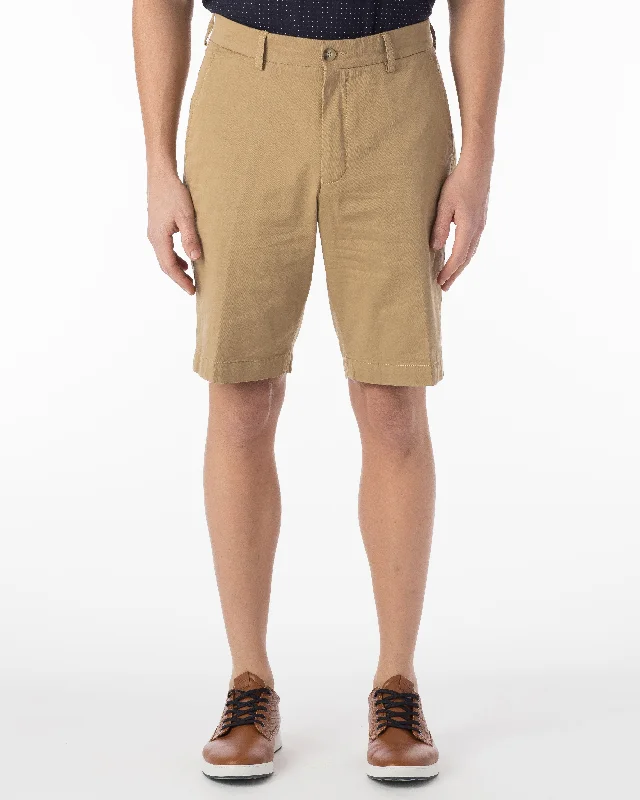 Comfortable Men's JoggersBallin Short- Drummond Pima Twill - British Tan