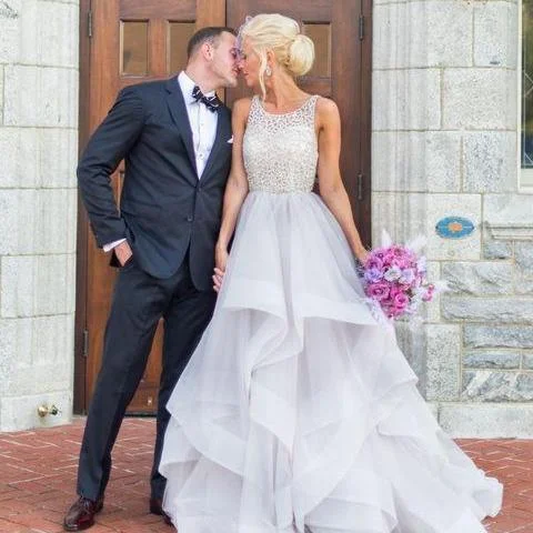 women's high-end dressesBoat Neck Beading crystal Organza Wedding Dress for Bride Fashion Gown women's high-end dressesBoat Neck Beading crystal Organza Wedding Dress for Bride Fashion Gown