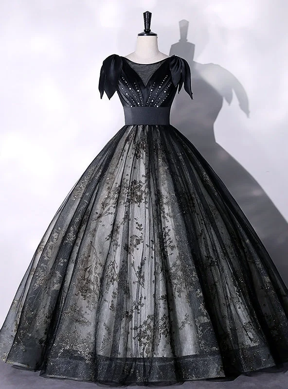 women's body-skimming dressesBlack Tulle Seuqins Beading Quinceanera Dress