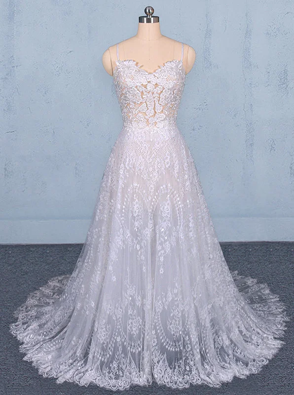 Sequined DressSpaghetti Straps Lace Wedding Dresses Backless Beach Bridal Dresses OW555 Sequined DressSpaghetti Straps Lace Wedding Dresses Backless Beach Bridal Dresses OW555