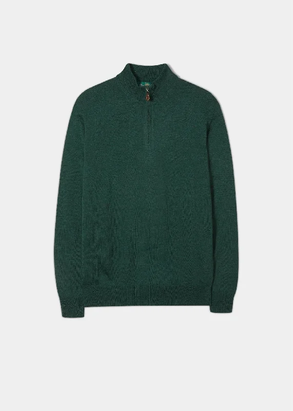 Men's Unique and Designer Bottom Wear for a Statement LookBarton Merino Wool 1/4 Zip Mock Jumper in Hunter - Regular Fit Men's Unique and Designer Bottom Wear for a Statement LookBarton Merino Wool 1/4 Zip Mock Jumper in Hunter - Regular Fit